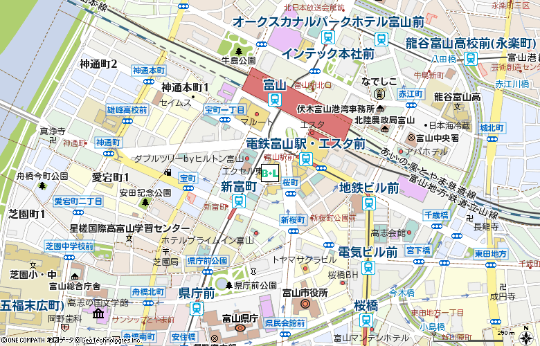 ＨＩＲＯＣＯＮ　富山ＣｉＣ店付近の地図